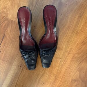 Ann Taylor Black Leather Mules